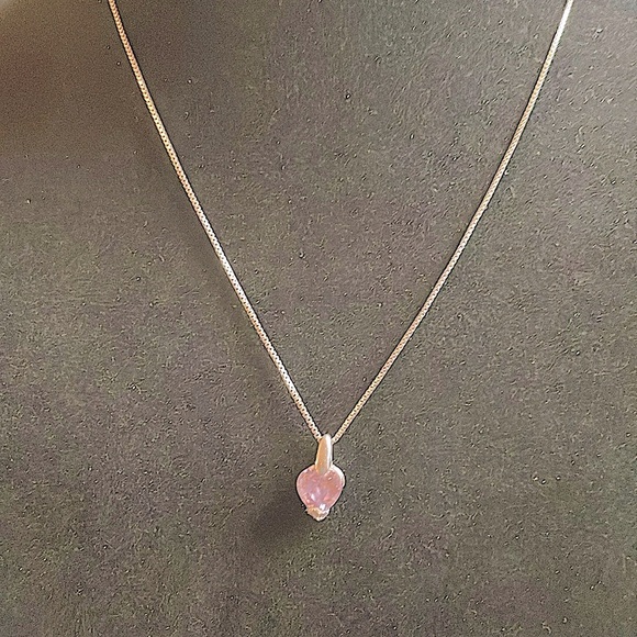 Jewelry - Lavender CZ Heart Set in 925 Silver Chain is 925 Italian Silver